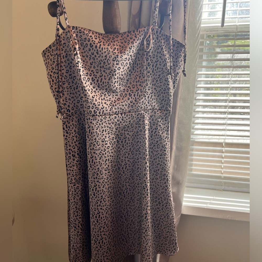 Cheetah print shiny silky dress